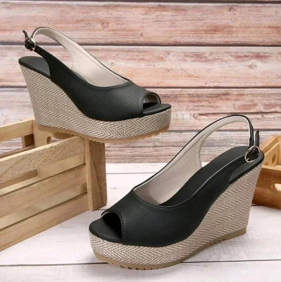 New Korean Summer Style Sexy & Comfortable Fish Mouth Wedge Heels With - Picture 7 of 8